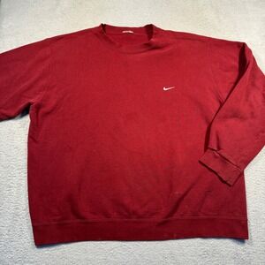 Vintage 90s‎ Nike Crewneck Sweatshirt Red Embroidered Mens XL Boxy Distressed